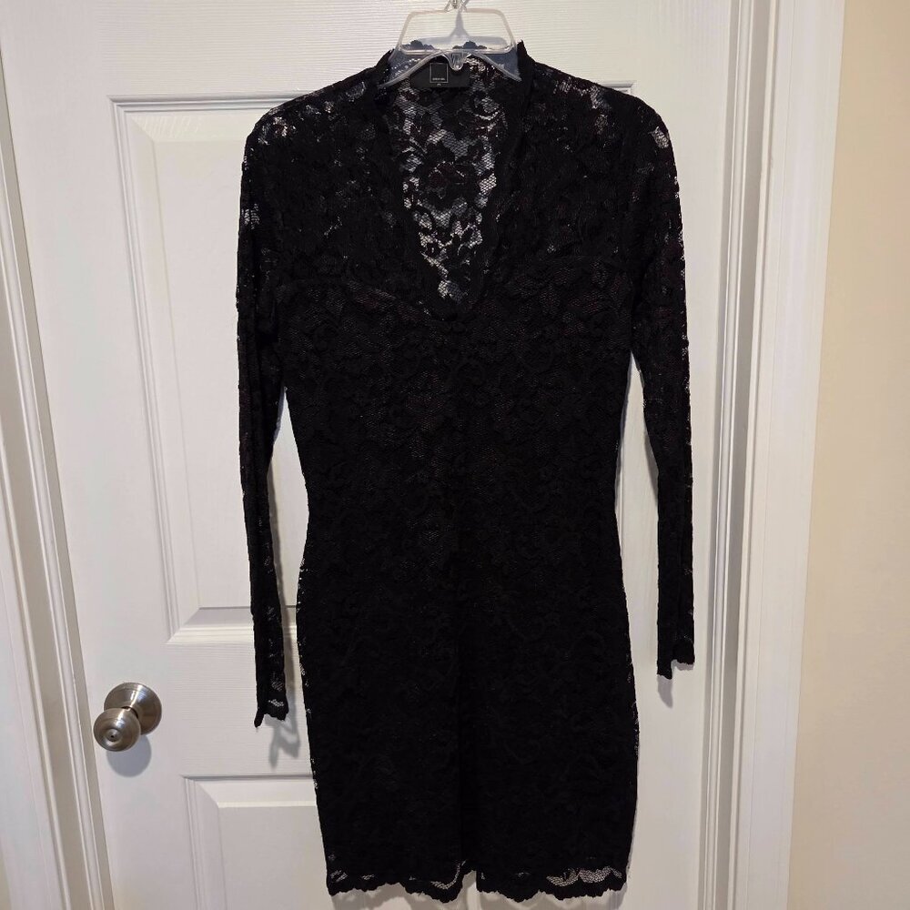 Dolce Vita Black Lace Long Sleeve Dress Womens Medium New Years Eve outfit - Picture 2 of 6